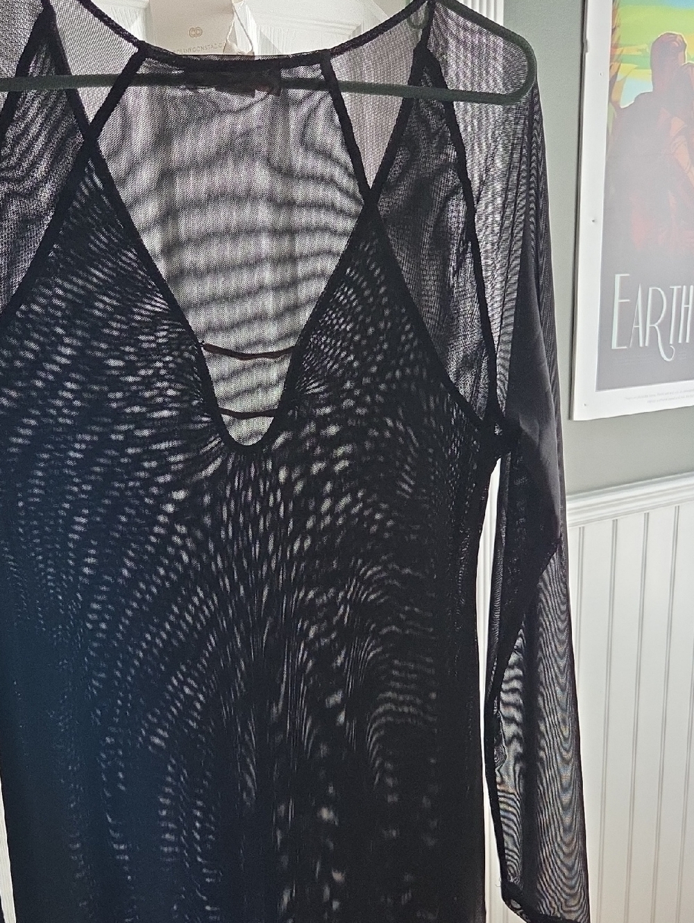 Caroline Constas Black Sheer Long Sleeve Maxi Dress Gold Hardware Accents - Picture 7 of 12